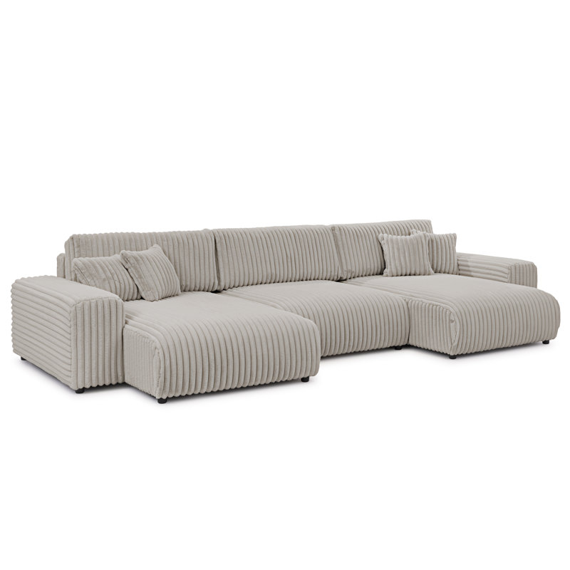 Mollis 6 Seater Corduroy Sofa Bed, Light Grey