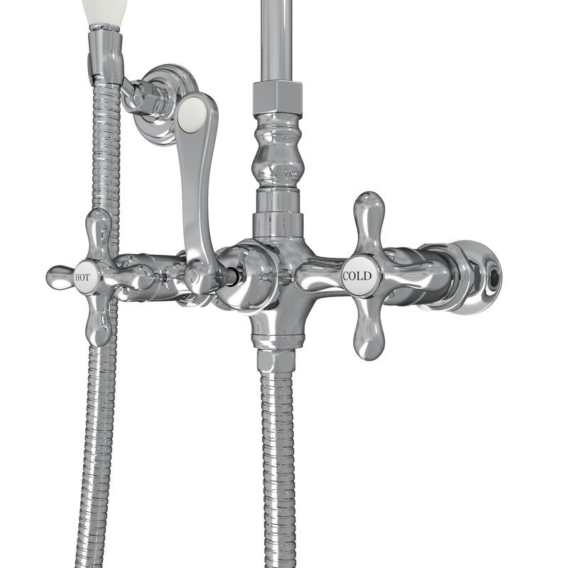 Abbey Rain Fall Shower Faucet Set with Hand Shower (Valve Included), Chrome