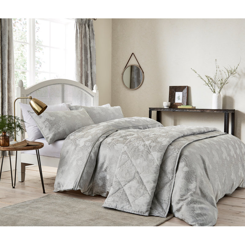 Floral Square Boudoir / Breakfast Cushion, Grey