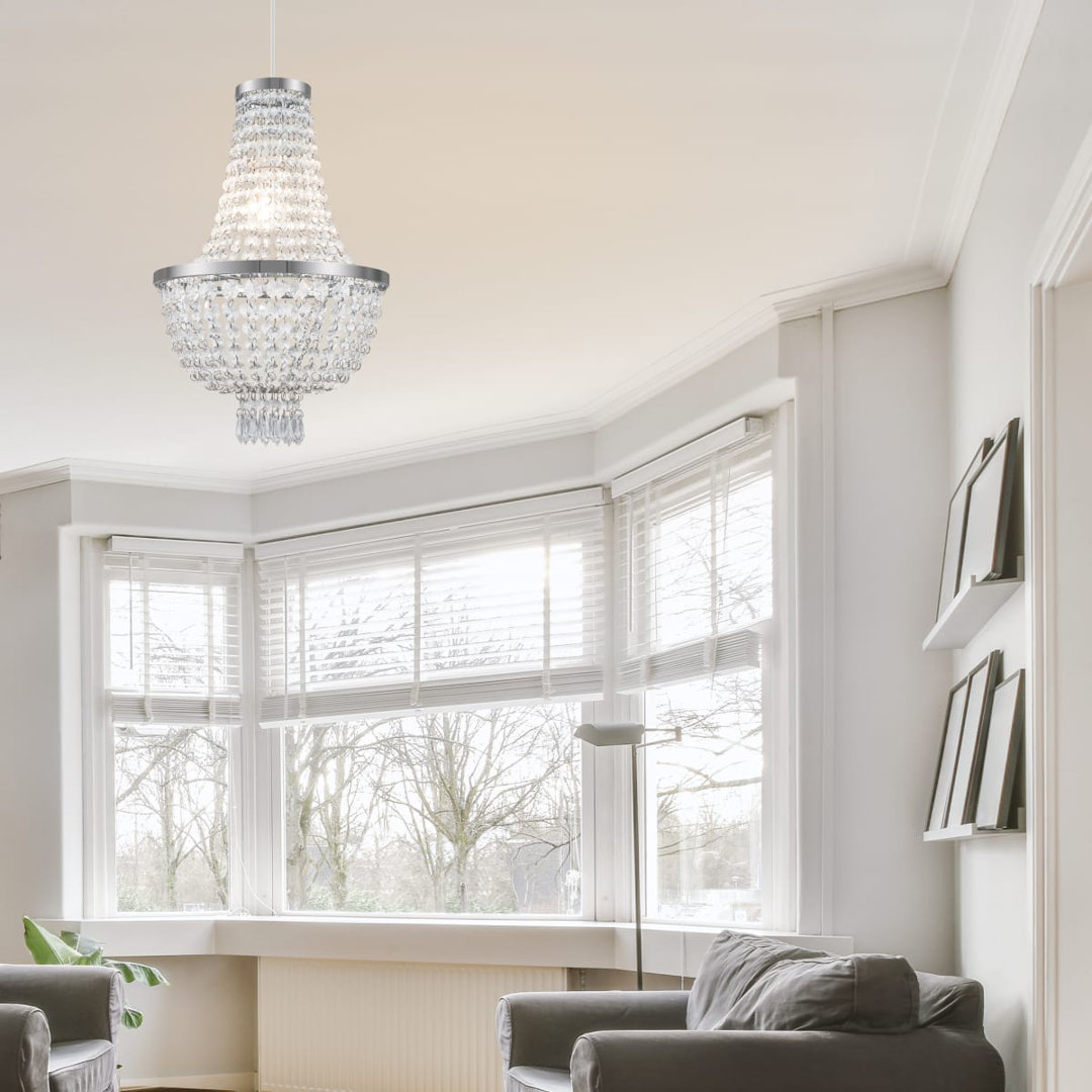 Adelle 2-Tier Easyfit Classic Beaded Lamp Shade - Clear, 30x30x46cm, fits B22/E14 sizes with adaptor included.