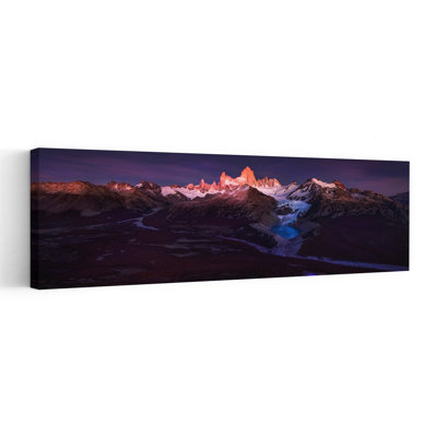 Patagonia Alpenglow Peaks, paysage dramatique serein abstrait, montagne, art mural