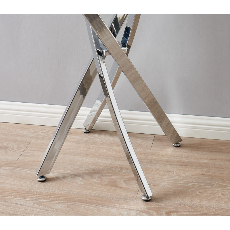 Chayton Modern Contemporary Glass And Chrome Console Hallway Table - Modern Sleek Design, Chrome