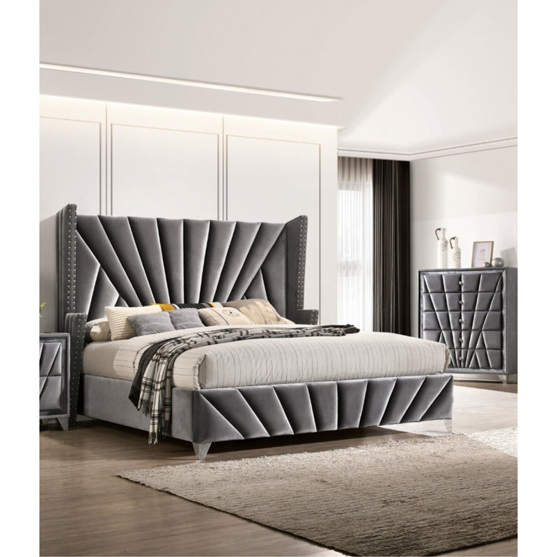 Lit à oreilles pour chambre à coucher 1pc, Gris
