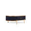 Table basse élégante avec plateau en pierre frittée blanche mat et gris foncé, rehaussée de détails dorés, tiroir pratique, structure en bois, pieds en acier inoxydable, résistante à la chaleur et aux taches. Style moderne.