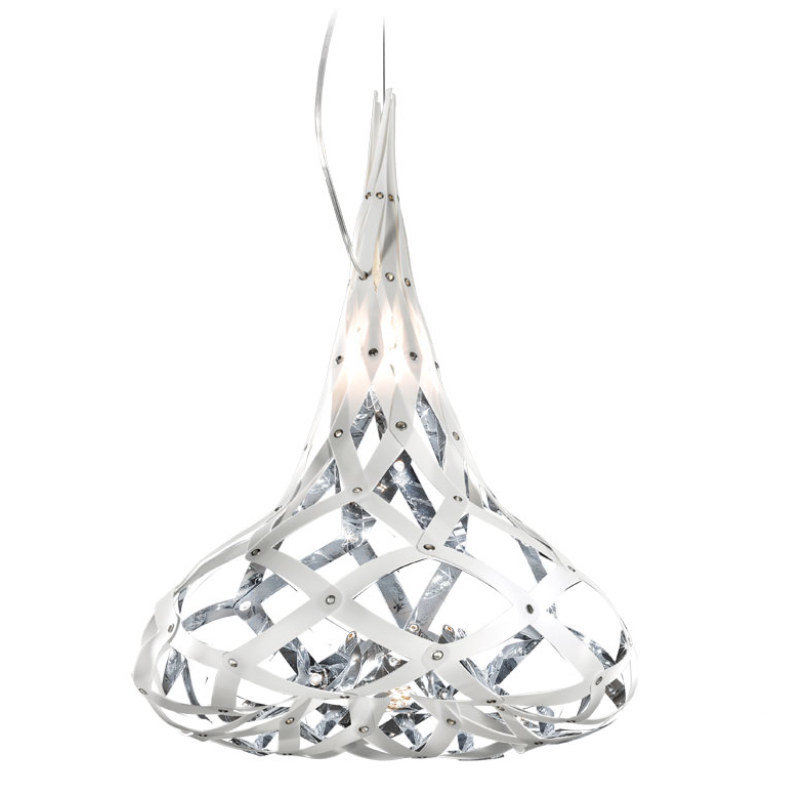 Super Morgana 1-Light Single Teardrop Pendant, Mirror/White