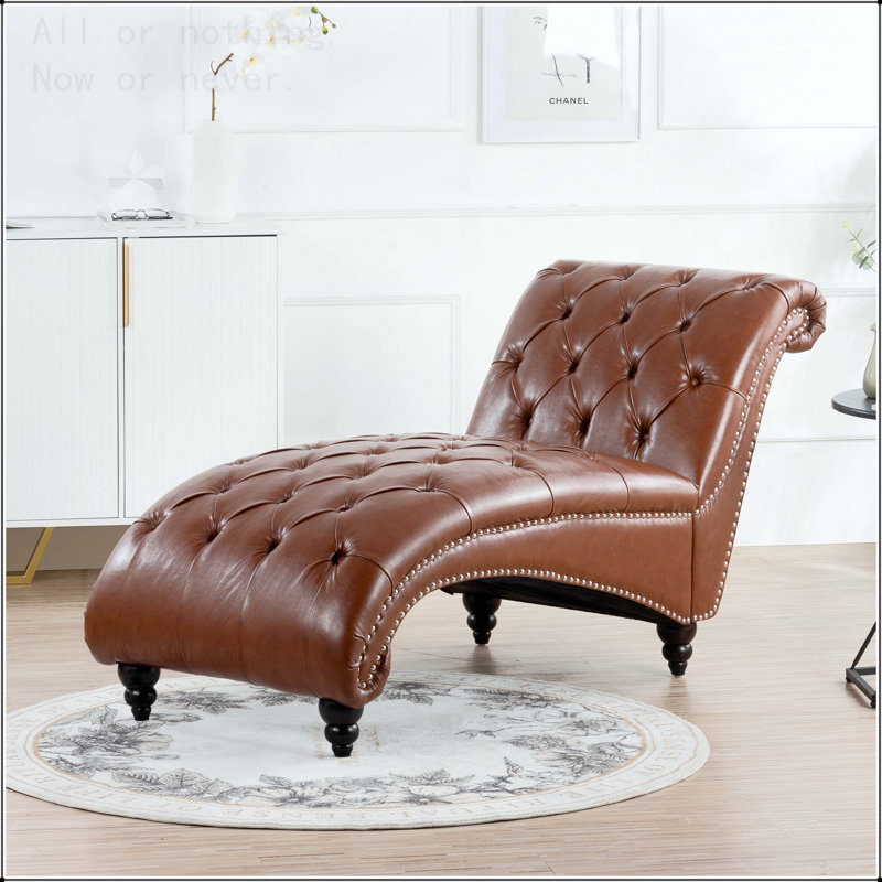 Chaise longue sans accoudoirs touffetée, Brun