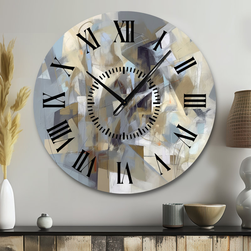 Horloge murale beige et grise, Grand