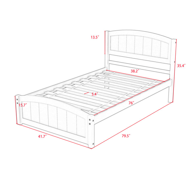  Elvana Twin Wood Platform Bed with Headboard, Espresso