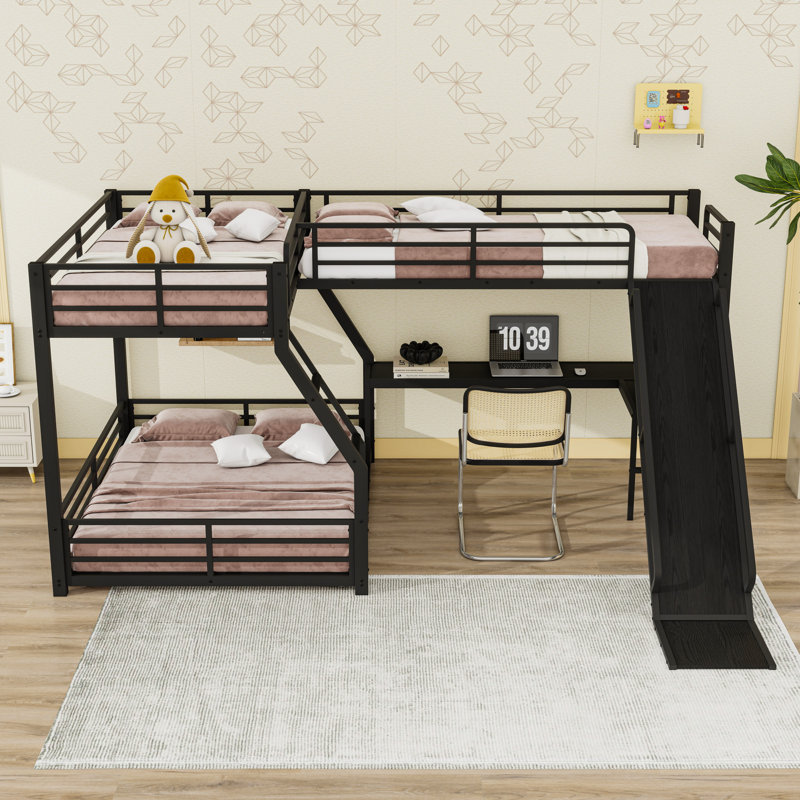 Bunk Bed With Slide And USB Ports, Twin