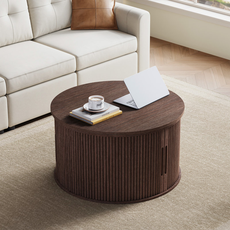 Table basse à plateau relevable avec rangement Ansel, Walnut, Lift Top/1 Cabinets