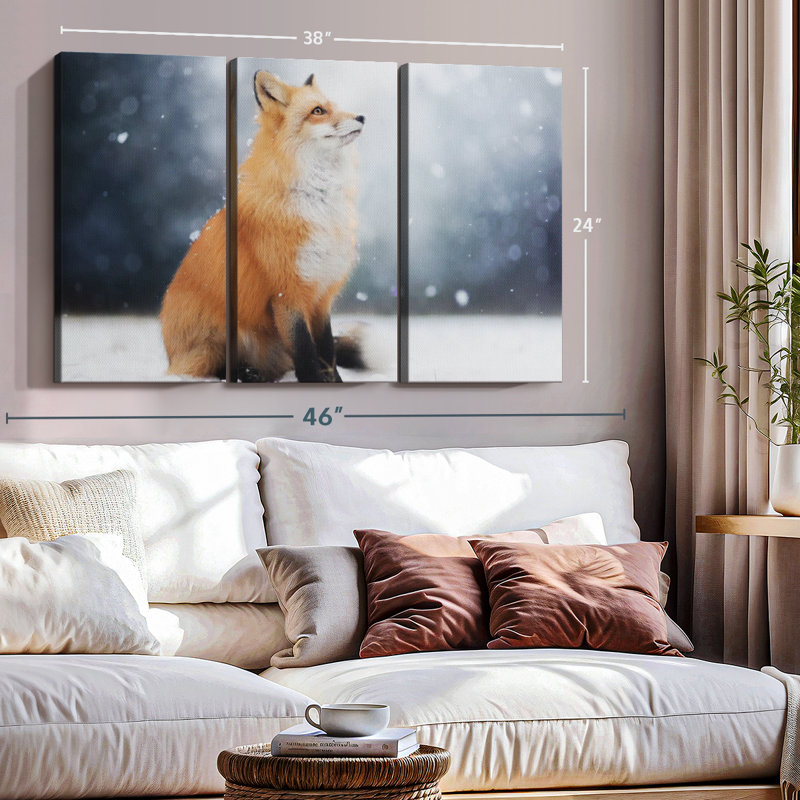 «Dreamy Winter Fox», 3 pièces, H 24 po x l 38 po x P 1,25 po