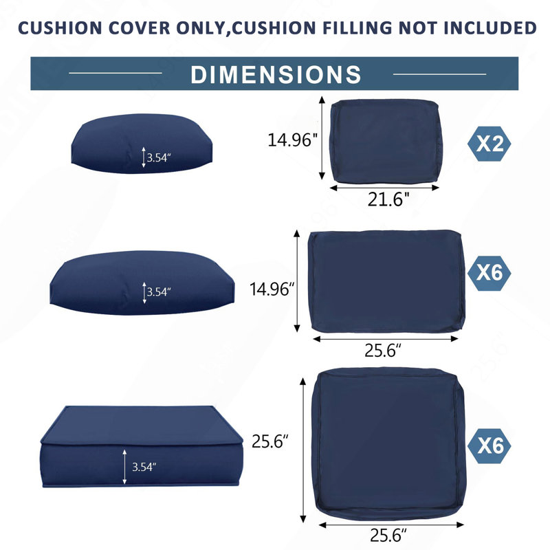 Coussins de siège profond de remplacement pour intempéries pour canapé modulaire d'extérieur et meubles de patio, bleu marine
