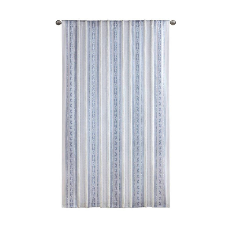 Poly Printed Curtain Panel With Tufted Stripe And Lining, 50" W x 84" L