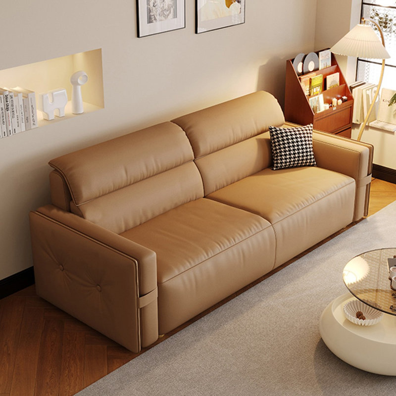 Coussin convertible 64,96 po en polyester brun, 33.46"H x 64.96"L x 29.53"W