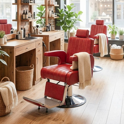 Fauteuil de coiffeur inclinable professionnel robuste avec pompe hydraulique