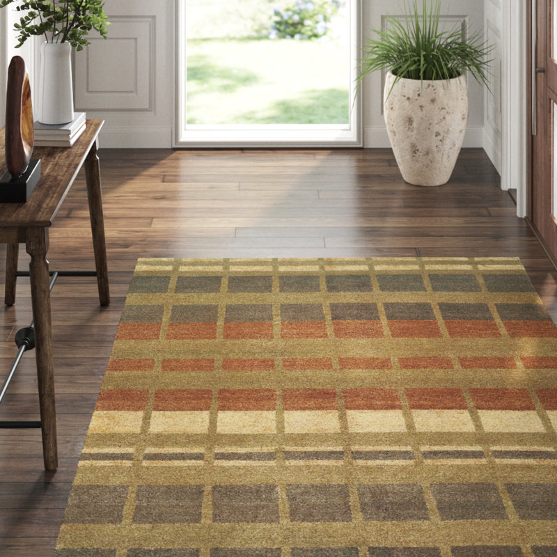 Geometric Area Rug in Beige/Brown/Green, Rectangle 8' x 10'