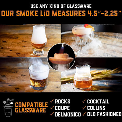 Old Fashioned Cocktail Kit for Whiskey, Bourbon & More - Premium Barrel Set, USA Oak - Cocktail Smoker Kit with Torch - Bourbon Gifts for Men - (with Butane)