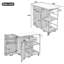 Îlot de cuisine en bois massif avec plateau en acier inoxydable, chariot de cuisine verrouillable avec grand espace de rangement, porte-serviettes et porte-épices pour le patio et l'extérieur-126256936