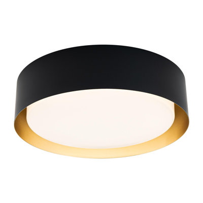East Grove Home Builder Essentials Heritage Collection 12in LED Flush Mount 5-CCT Selectable Color Temperature 21W 1,300 Lumens in Matte Black and Gold Finish