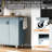 Grey Blue Kitchen Cart With Foldable Countertop And Towel Holder Adjustable Shelves Metal Hinge, Island-600258488