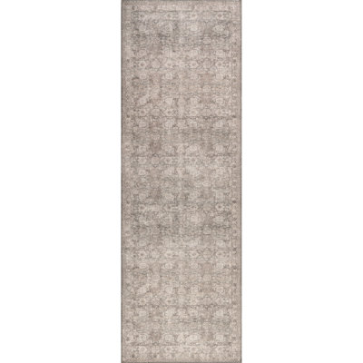 Jeccica Distressed Vintage Medallion Jute Blend Polyester Area Rug