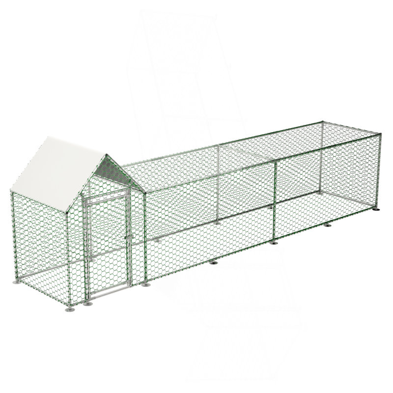 Cage à poulailler avec poulailler 16x3FT, H 59,6 po x l 196 po x P 42,2 po