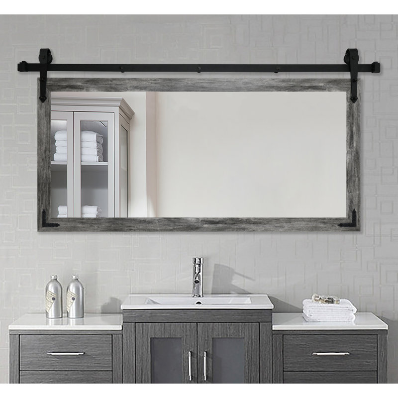 Neace Engineered Wood Rectangle Mirror, 30.5'' H x 64'' W x 0.75'' D, Gray