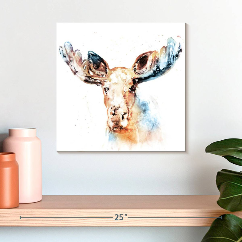Crowle Watercolour Moose, 16" H x 16" W