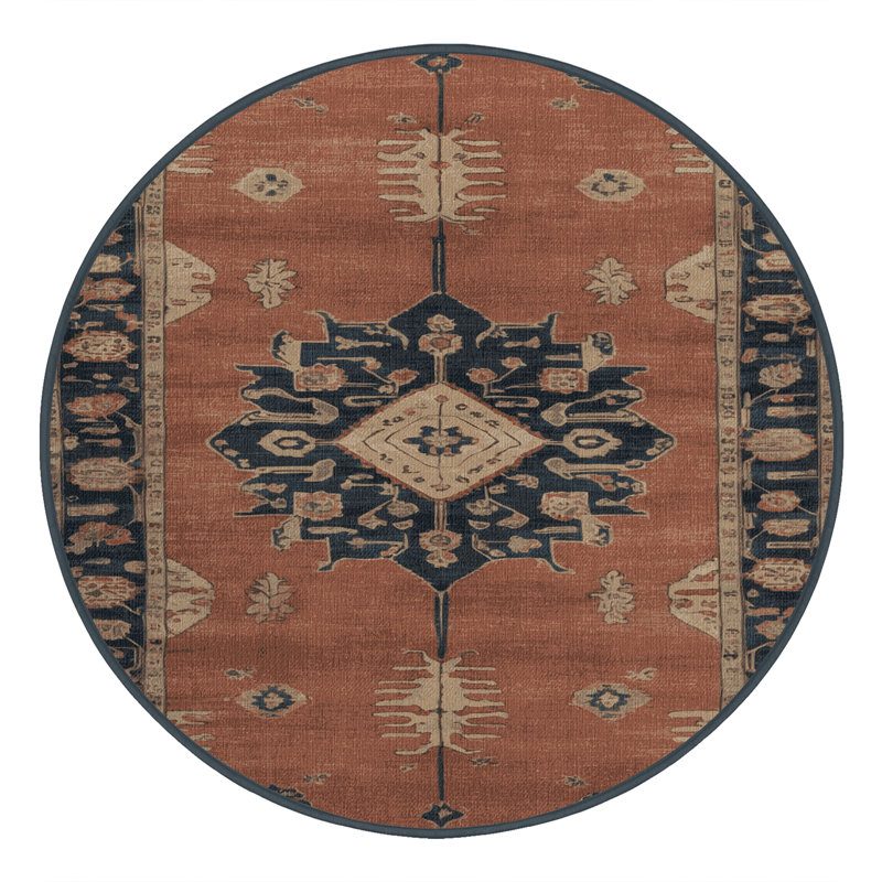 Tapis brun lavable à la machine, Rond 5 pi