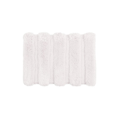 Tapis pour salle de bain 17 po x 24 po, rosé, avec motif rayé, envers antidérapant, rosé lavable à la machine, doux