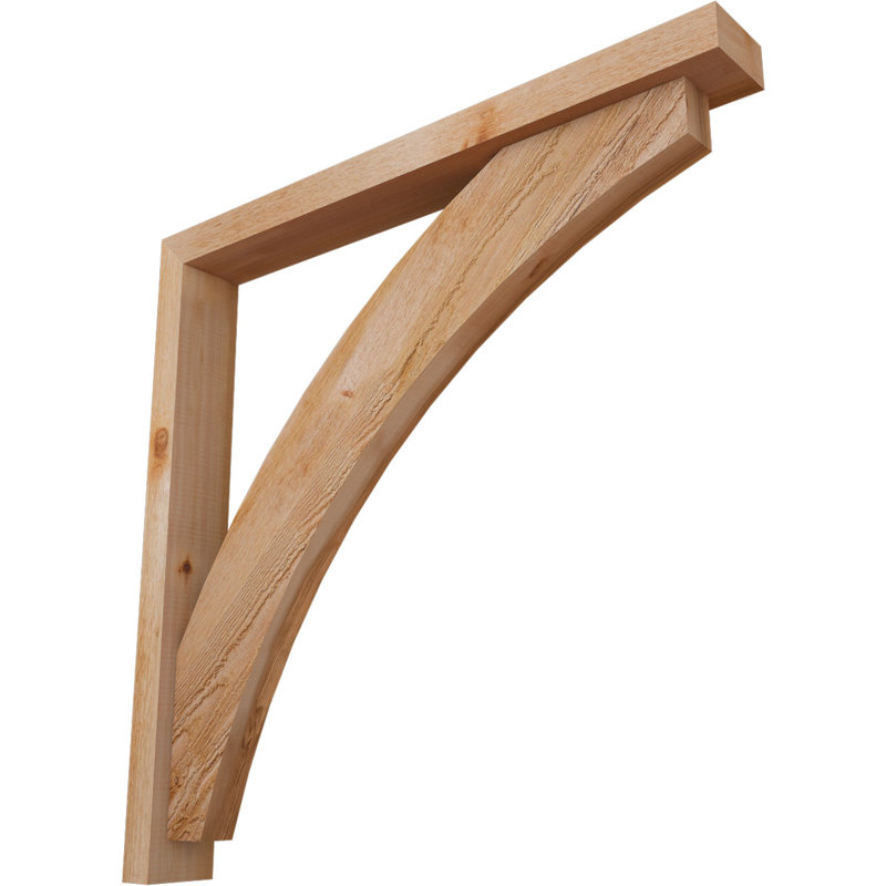 Thorton Block Bracket with Offset Brace, 34 x 34, 4"W Western Red Cedar (Rough Sawn)
