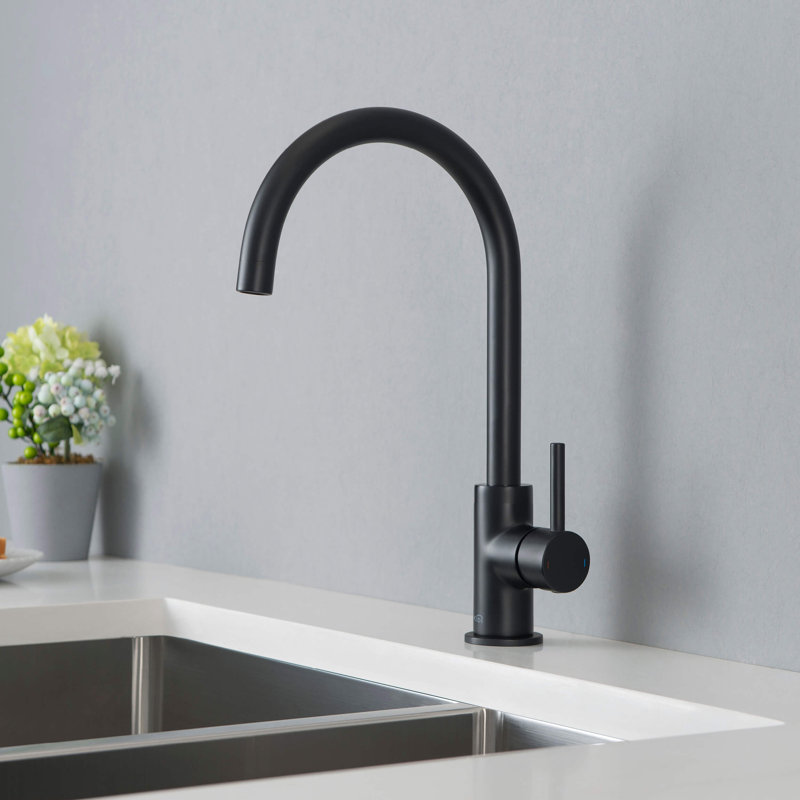 KIBI Lowa Kitchen Faucet Side Spray, Matte Black, Without Soap Dispenser