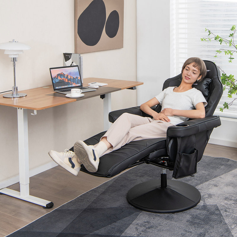 Fauteuil de jeu et de course ajustable en similicuir Costway, Noir