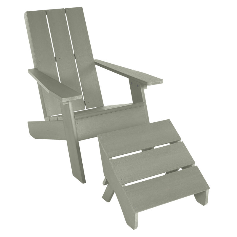 Cania Outdoor Adirondack Chair With Ottoman, Eucalyptus