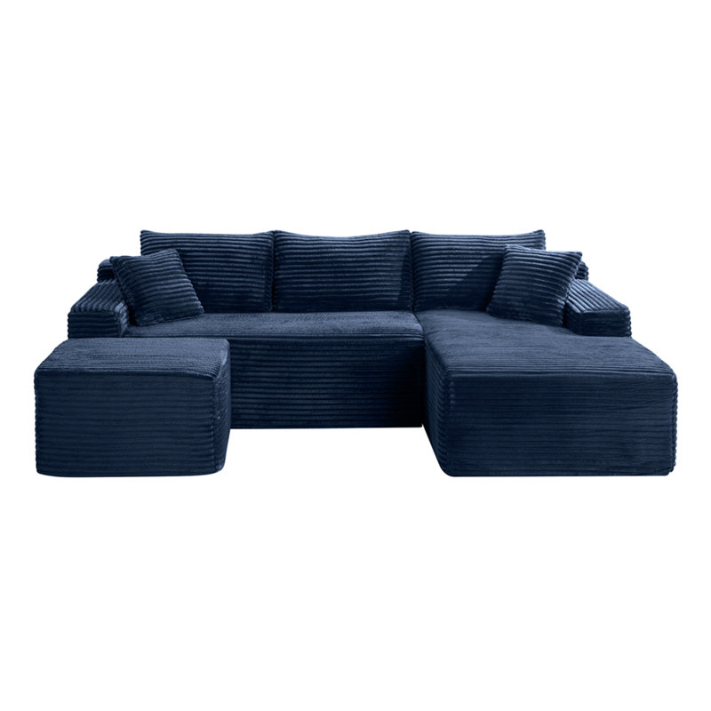 Canapé modulaire en forme de U de 106,3 po avec siège profond, sans assemblage requis, canapé-lit modulaire pour salon, chambre à coucher, appartement