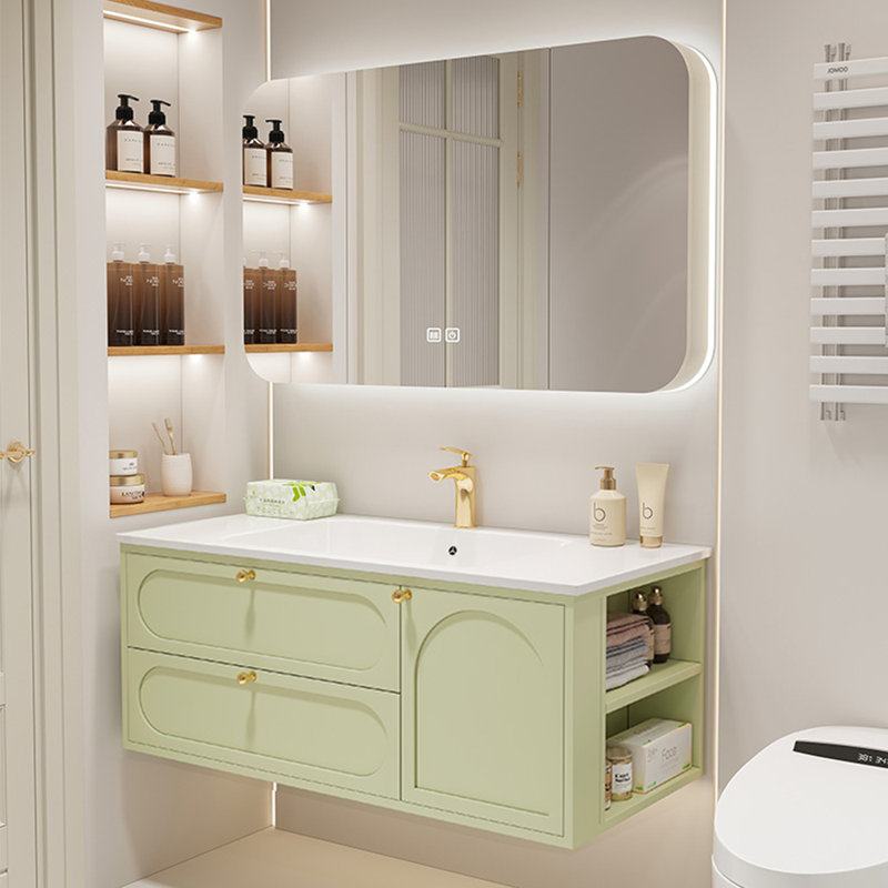 Armoire de salle de bain luxueuse de style français, Vert clair