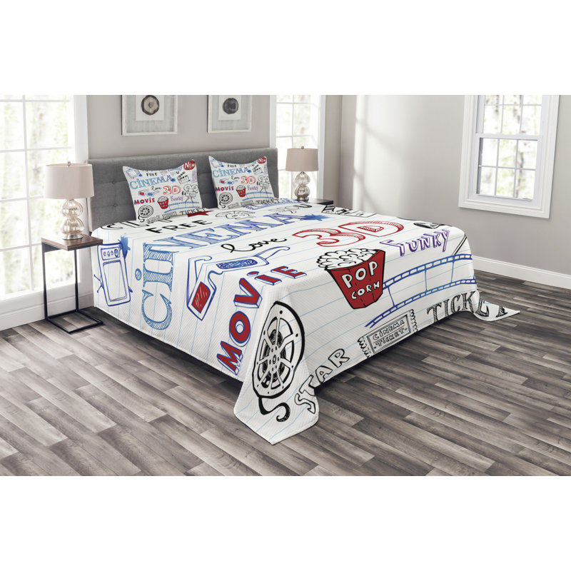 Afrina No Pattern Bedspread with Pillow Shams, 220 x 264 cm