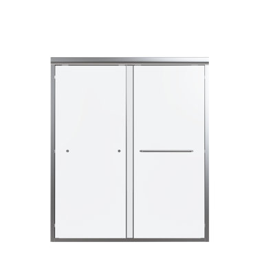 Porte de douche coulissante double semi-sans cadre l 56 à 60 po x H 70 po, porte de douche à dérivation, porte en verre trempé Sgcc de 1/4 po (6 mm) d'épaisseur,