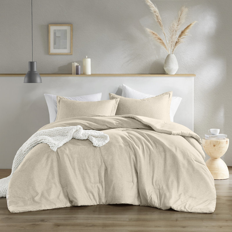 Camden Chambray Cozy Comforter Set, Twin/Twin XL Comforter + 1 Standard Sham, Neutral