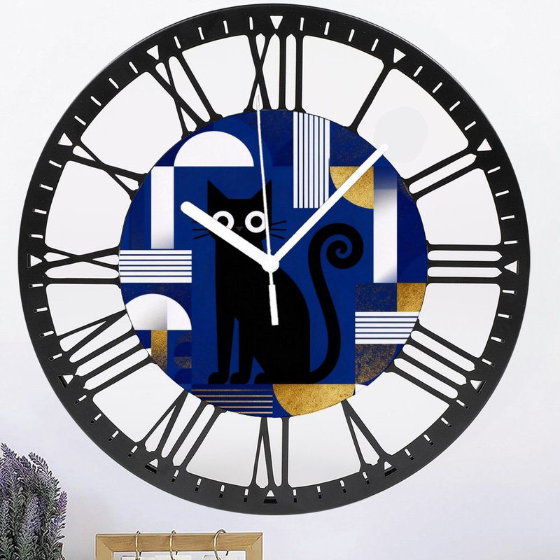 Horloge murale ronde en fer 10 po avec mouvement à quartz silencieux, chiffres romains, impression UV, Nuit