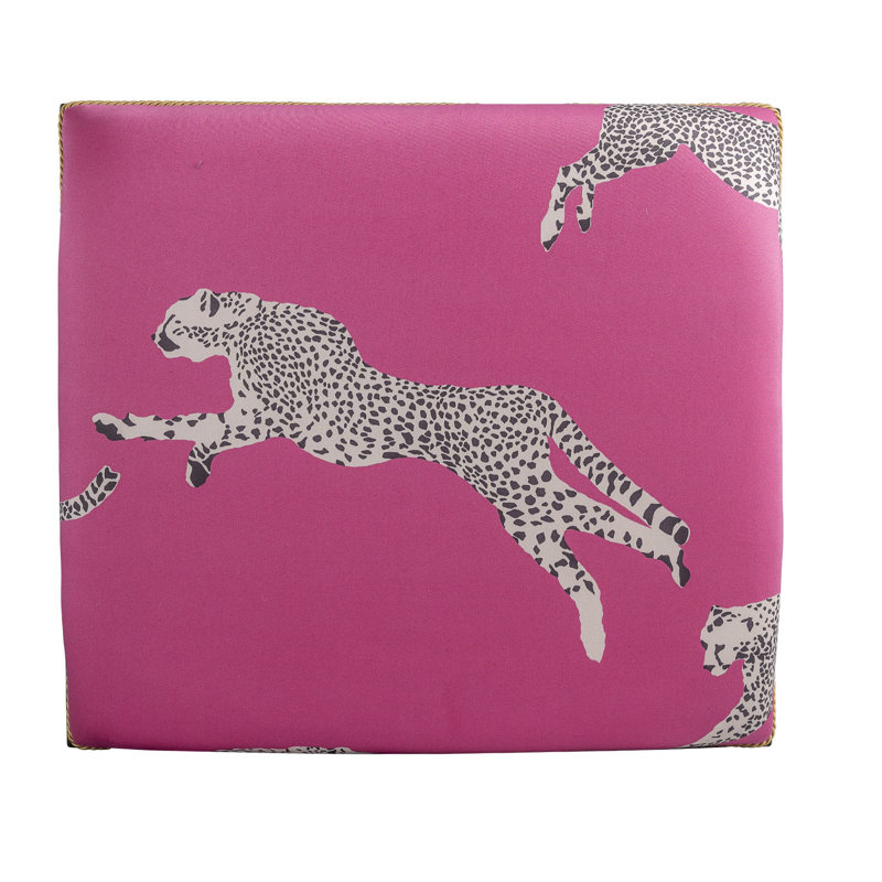 Medallion Upholstered Stool, Bubblegum Pink/Black Crackle, Bubblegum Pink