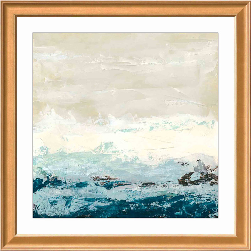 «Coastal C Courants I» par June Erica Vess - peinture encadrée, Or antique, H 26,86 po x l 26,86 po x P 0,85 po