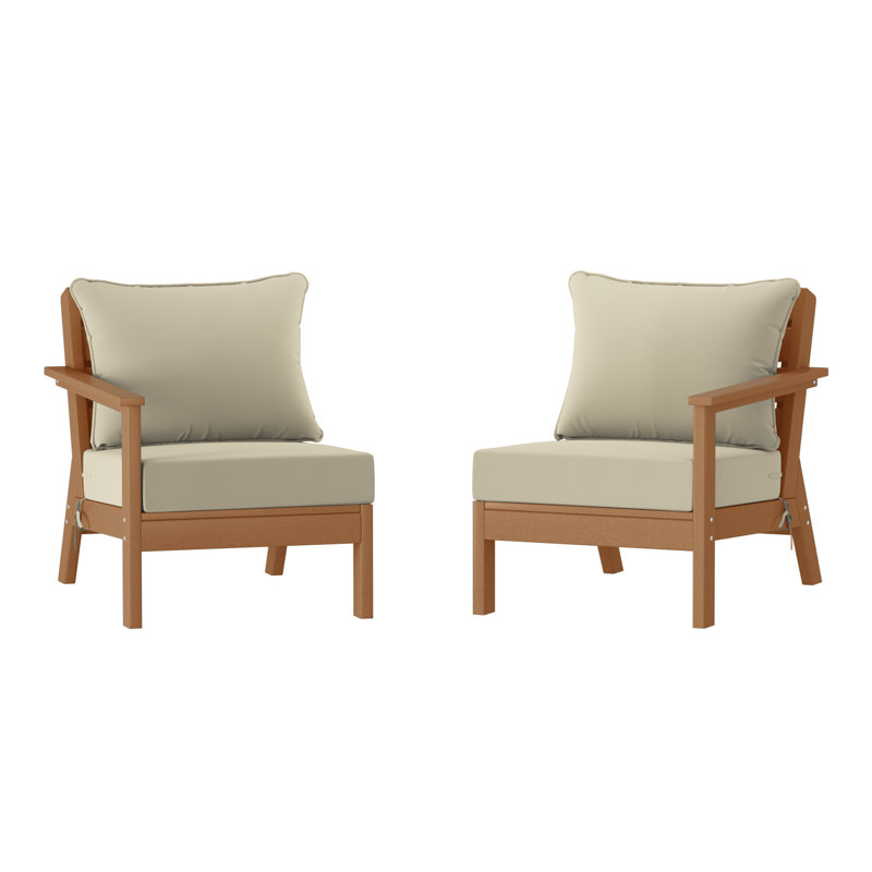 Ensemble de sièges profonds avec coussins, Teak, Beige