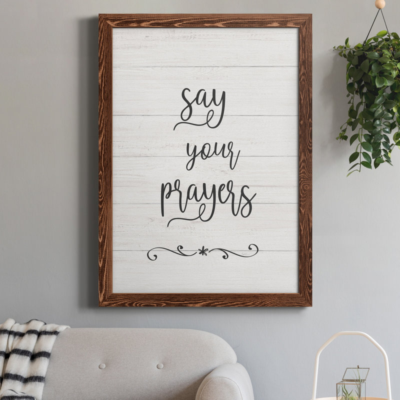 «Say Your Prayers», art textuel sur toile, 20" H x 17" W x 1" D, Érable