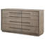 Grande commode Lyni, 8 tiroirs de rangement, tablette ouverte, chêne blanchi
