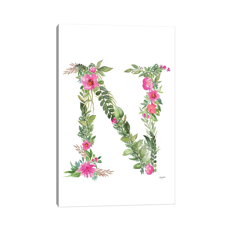 Botanical Letter N by Kelsey McNatt - Wrapped Canvas Rectangle Print, 66.04cm H x 45.72cm W, Wrapped Canvas