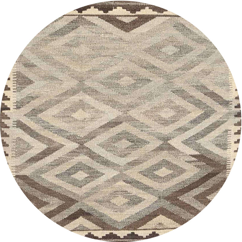 Tapis contemporain beige / brun, Rond 4 pi
