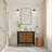 36" Mid-Century Glam Rattan Single Sink Bath Vanity with 1" Engineered Marble Top-596101668