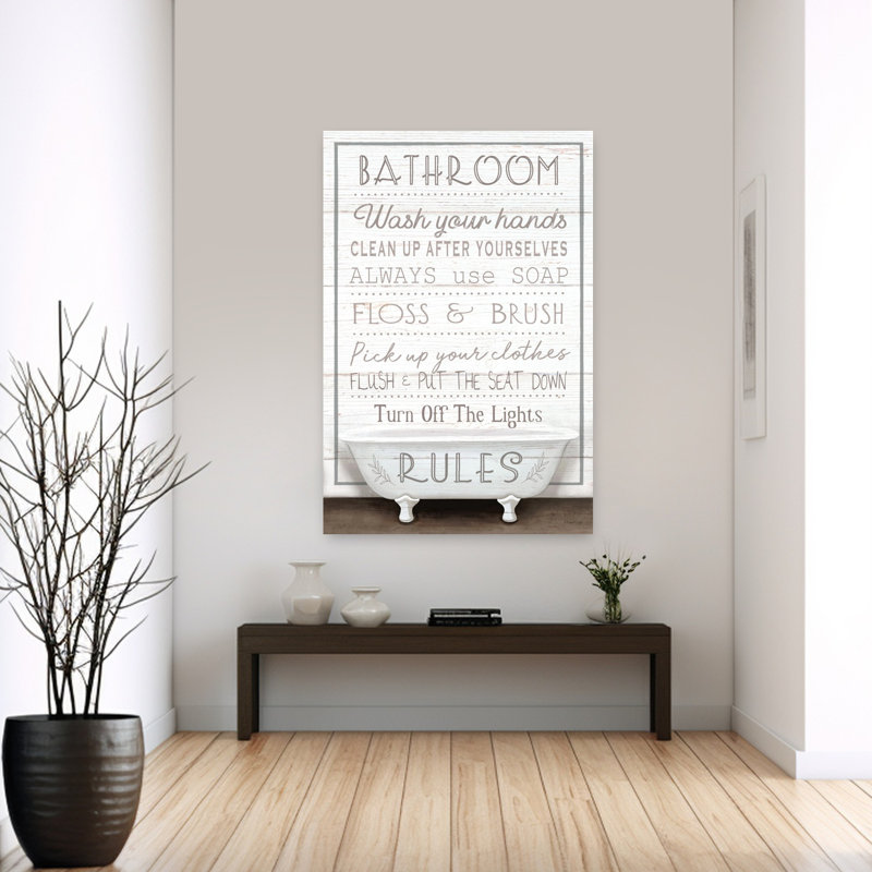 «Bathroom Rules - Bathaign», art contemporain abstrait, H 60 po x l 40 po