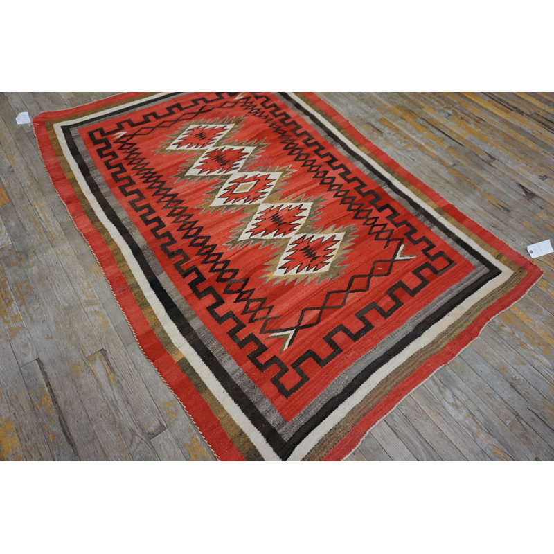 Antique Wool Coral / Salmon Pink Flat Weave Rug